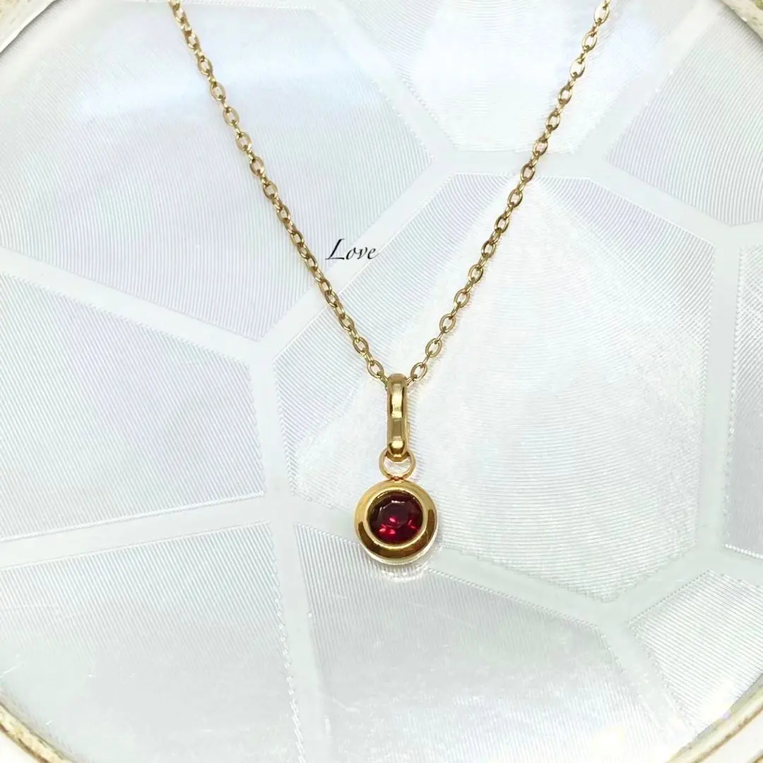 Thumbnail of Birthstone Necklace Stainless Steel Necklace Stainless Chain Garnet