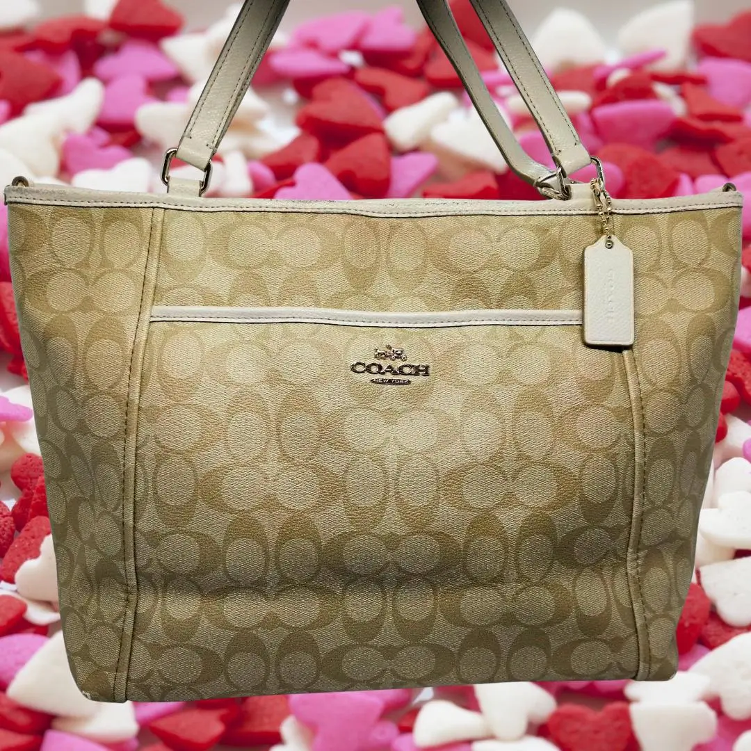 【極美品】コーチ トートバッグ シグネチャー 2WAY 茶 F33998 COACH コーチ F33998 シグネチャー トートバッグ PVC/レザー
