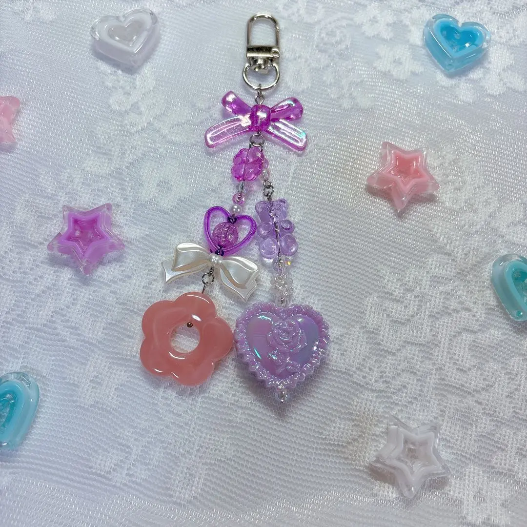Thumbnail of 11 Princess Keychains Bead Keychains Straps Churu Churu Purple