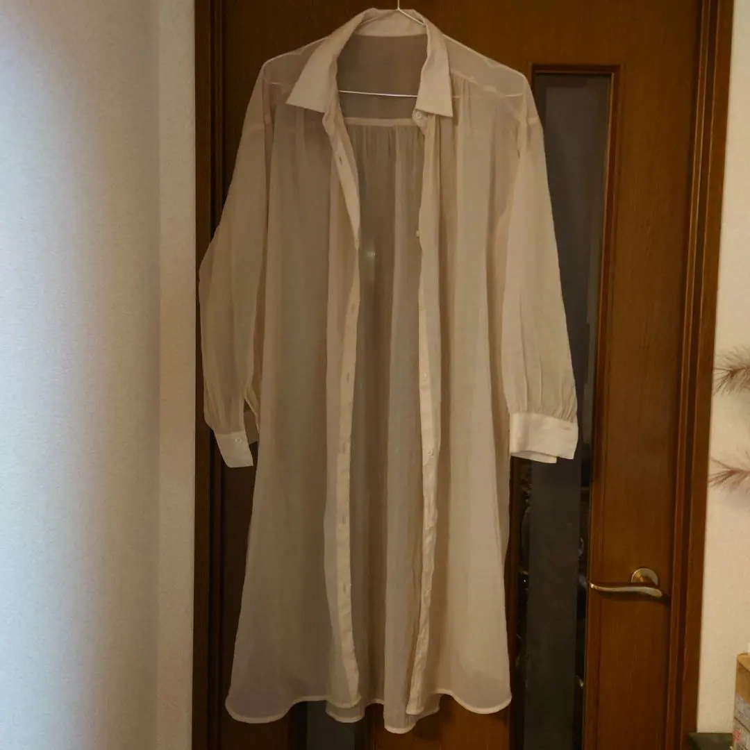 Thumbnail of GU Beige Chiffon Long Shirt Long Sleeve
