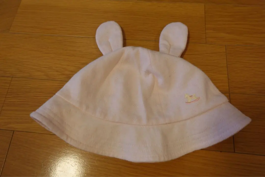 Thumbnail of Akachan Honpo Pale Pink Hat with Rabbit Ears, Size 42-46
