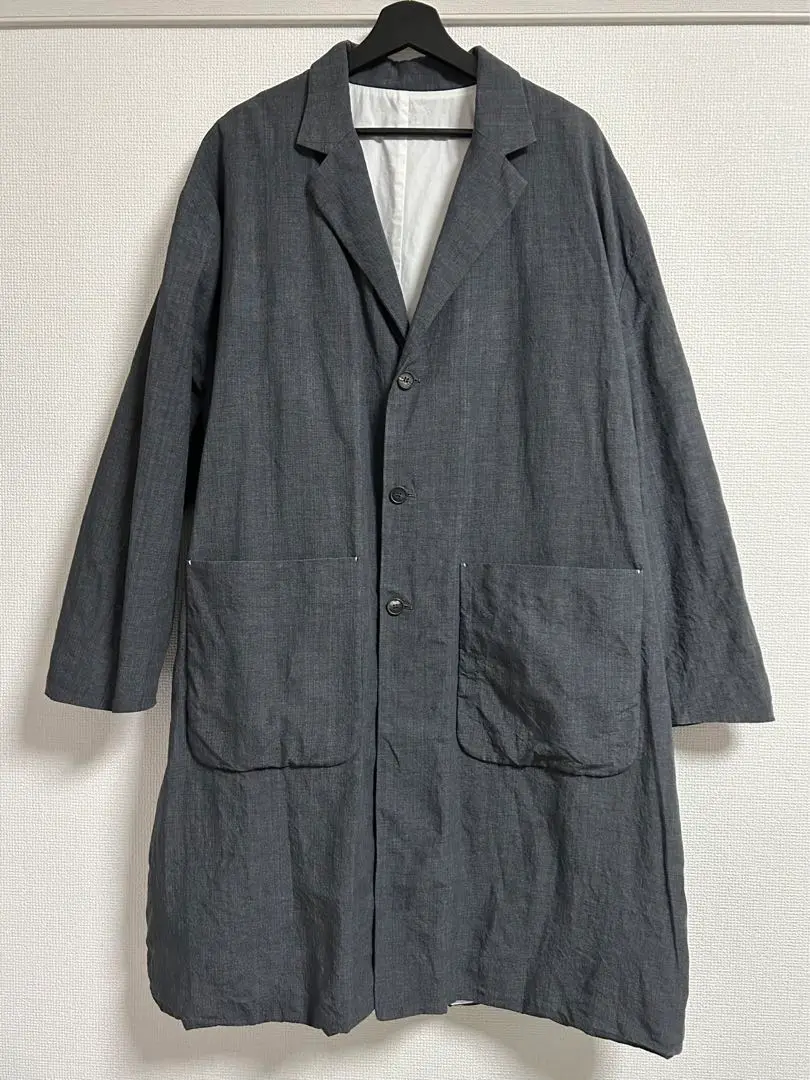 Bergfabel farmer coat 48 チェスターコート Bergfabel, Farmer Coat - Navy Check - MAKIE