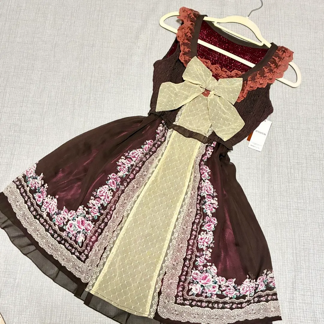 Thumbnail of axes femme Big Ribbon Scarf Panel Pattern Tunic Dress Wine