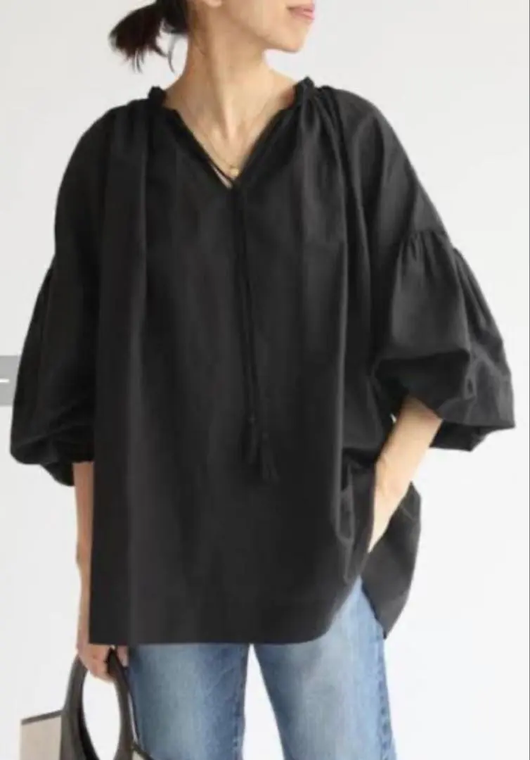 Thumbnail of IENA Iena maison Linen Cotton Blouse Long Sleeve Black