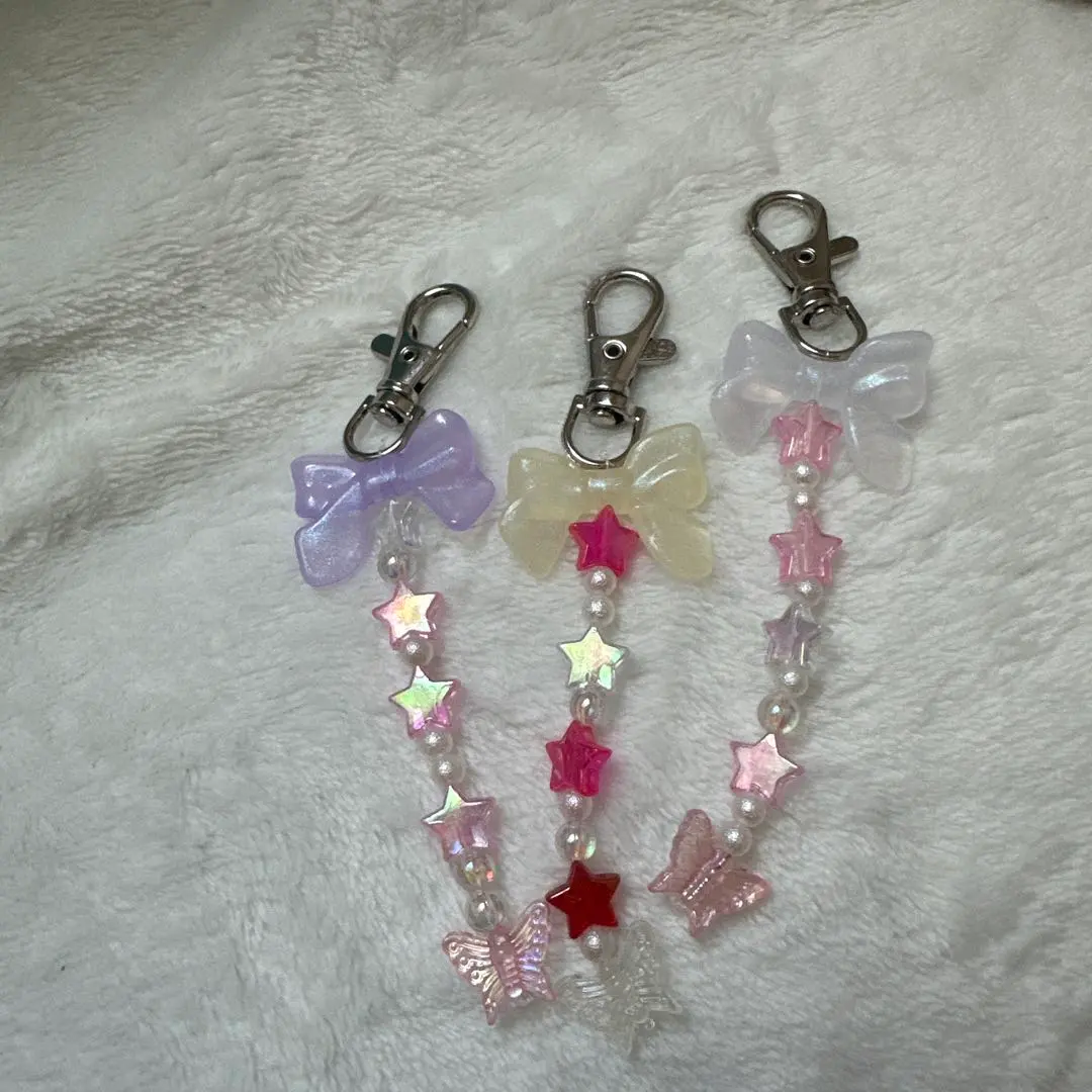 蝴蝶結與星星鑰匙圈3件組 的縮圖
