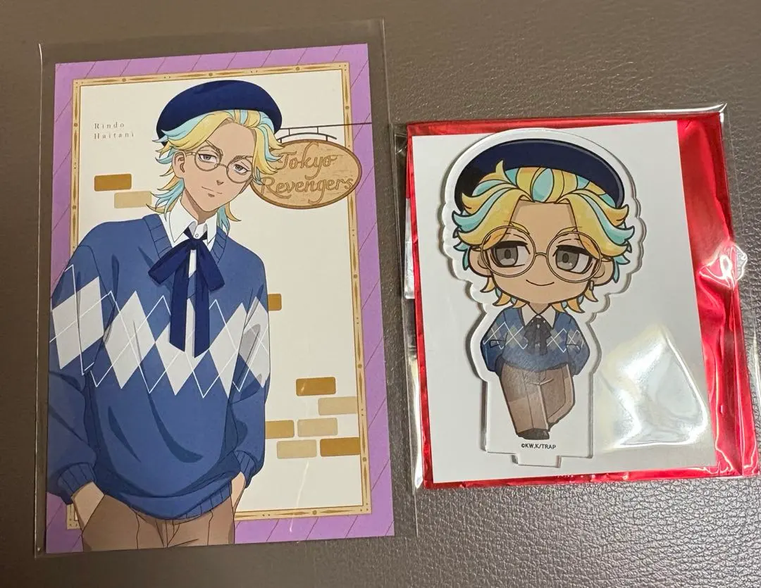 Thumbnail of Tokyo Revengers Princess Cafe mini character acrylic stand and postcard featuring Rindo Haitani