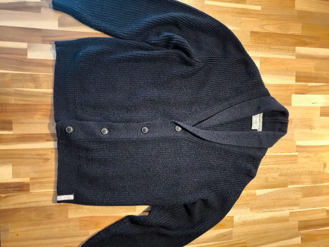 Thumbnail of Black knit cardigan with collar, size L
