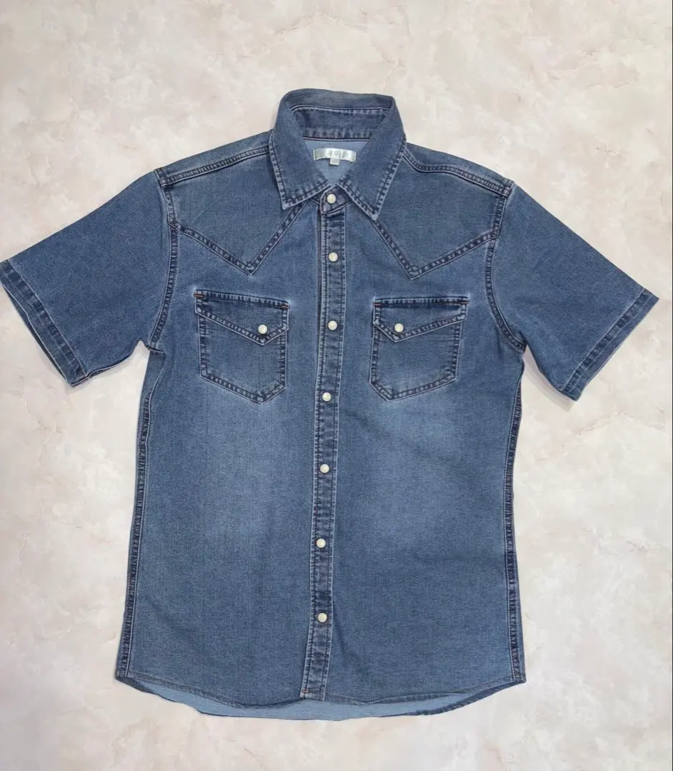 Thumbnail of Denim blue short-sleeved western shirt