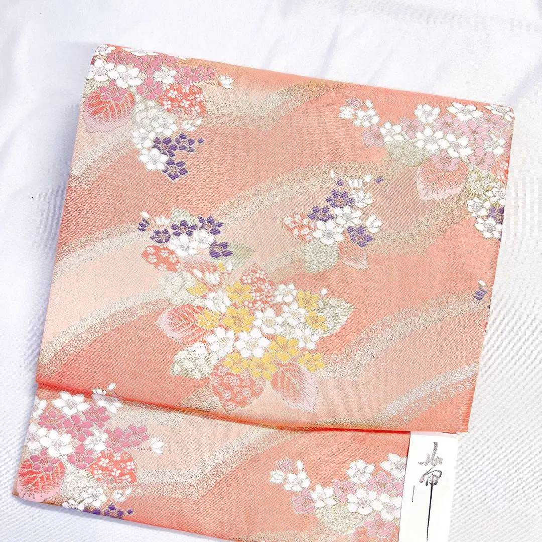 Thumbnail of Tsuke obi (pre-tied obi), tsukuri obi (easy-to-wear obi), washable kimono, floral pattern, seigaiha (wave pattern), gold thread, kimono, 101tz