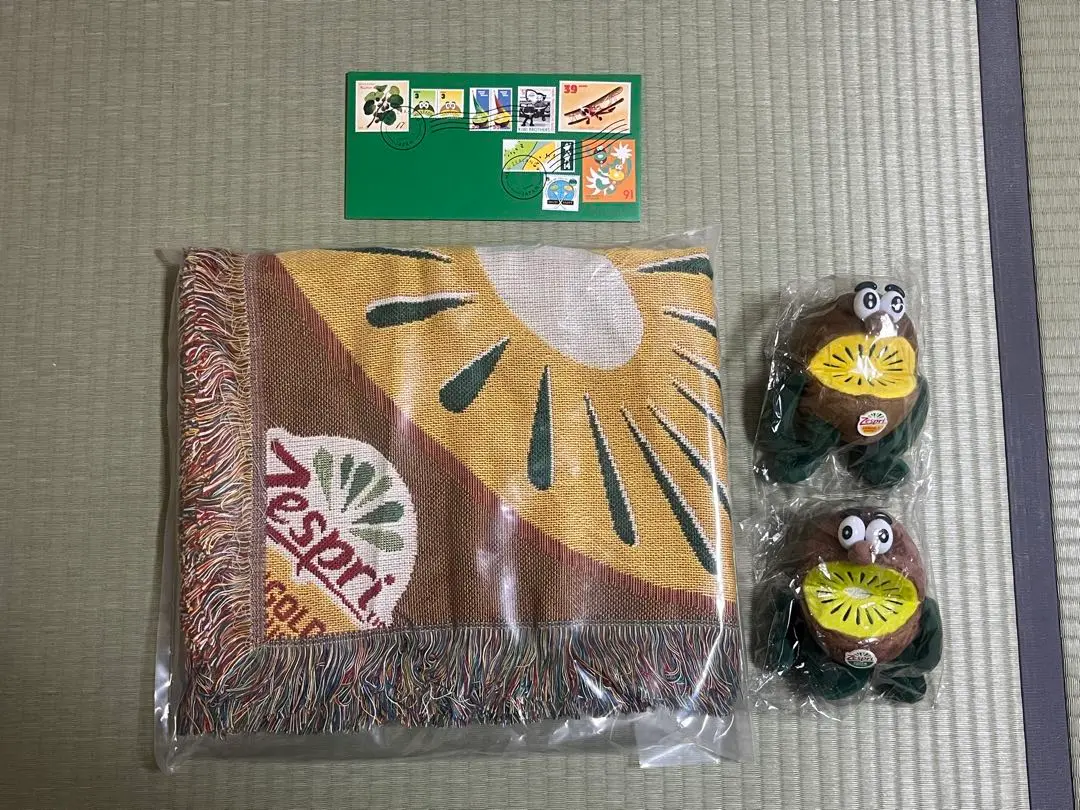 ゼスプリ 特注ブランケット+ キウイブラザーズぬいぐるみ2体セット 当選品】ゼスプリ特注ブランケット + キウイブラザーズ