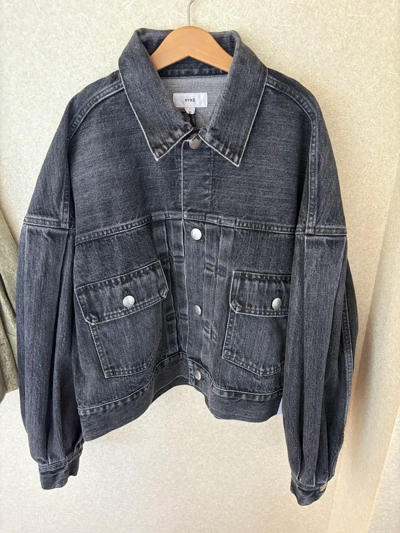 極美品○ハイク HYKE バルーンスリーブ デニムジャケット 濃紺 1 BALLOON SLEEVE DENIM JACKET/TYPE2-バルーンスリーブデニム