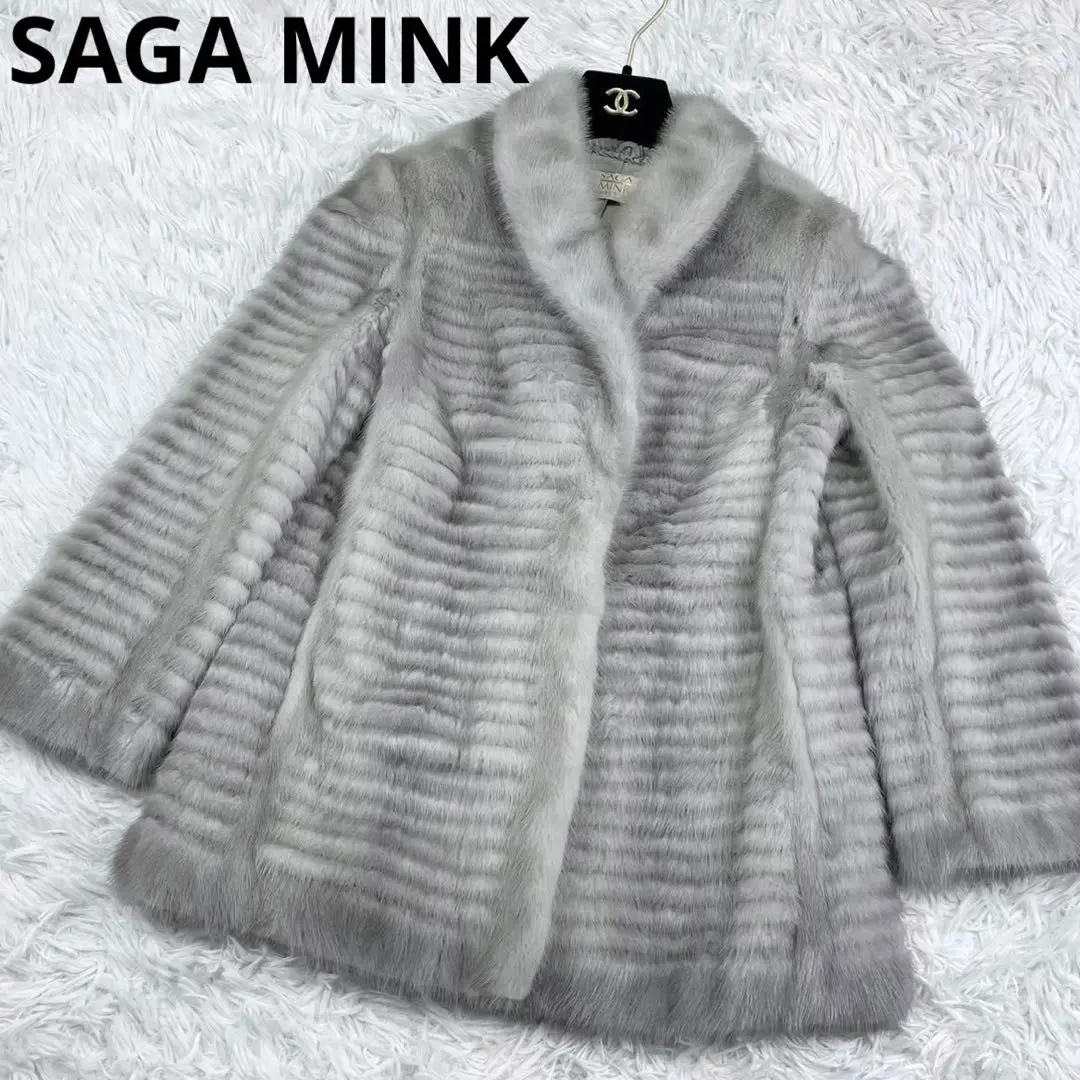 美品✨ユキベルファム フォックスファー 毛皮ジャケット 11サイズ グレー ファーコート フォックスファー フェイク フェイクファー