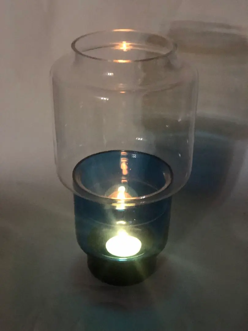 Thumbnail of Lamp, lighting, uses candles, glass lamp, height approximately 23.5cm