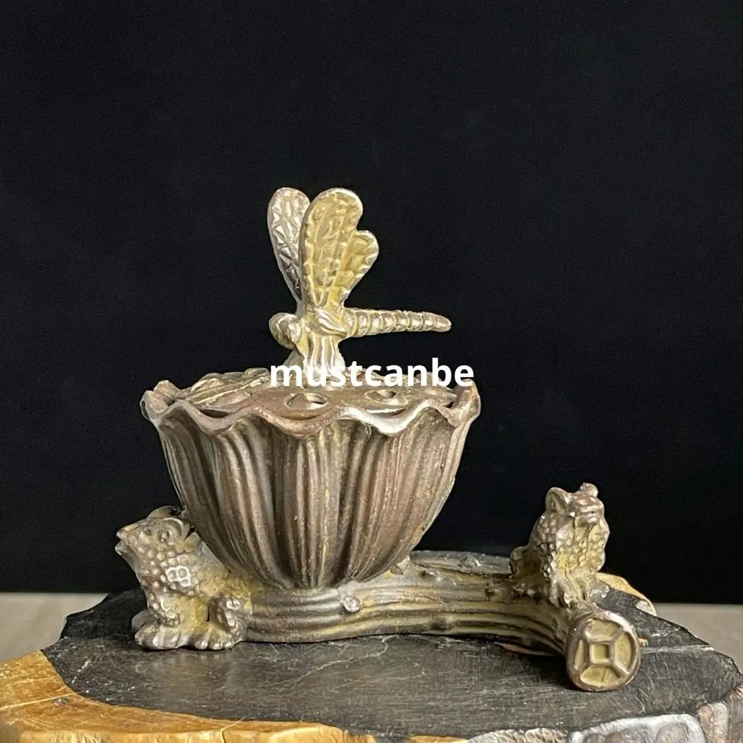 Thumbnail of Copper Craft Dragonfly Lotus Incense Burner Incense Utensils Incense Burner Decorative Arts Crafts Ornament