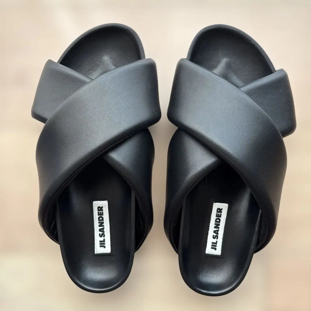JIL SANDER スエードサンダル バックル ブラック 41 JIL SANDER スエードサンダル バックル ブラック 41
