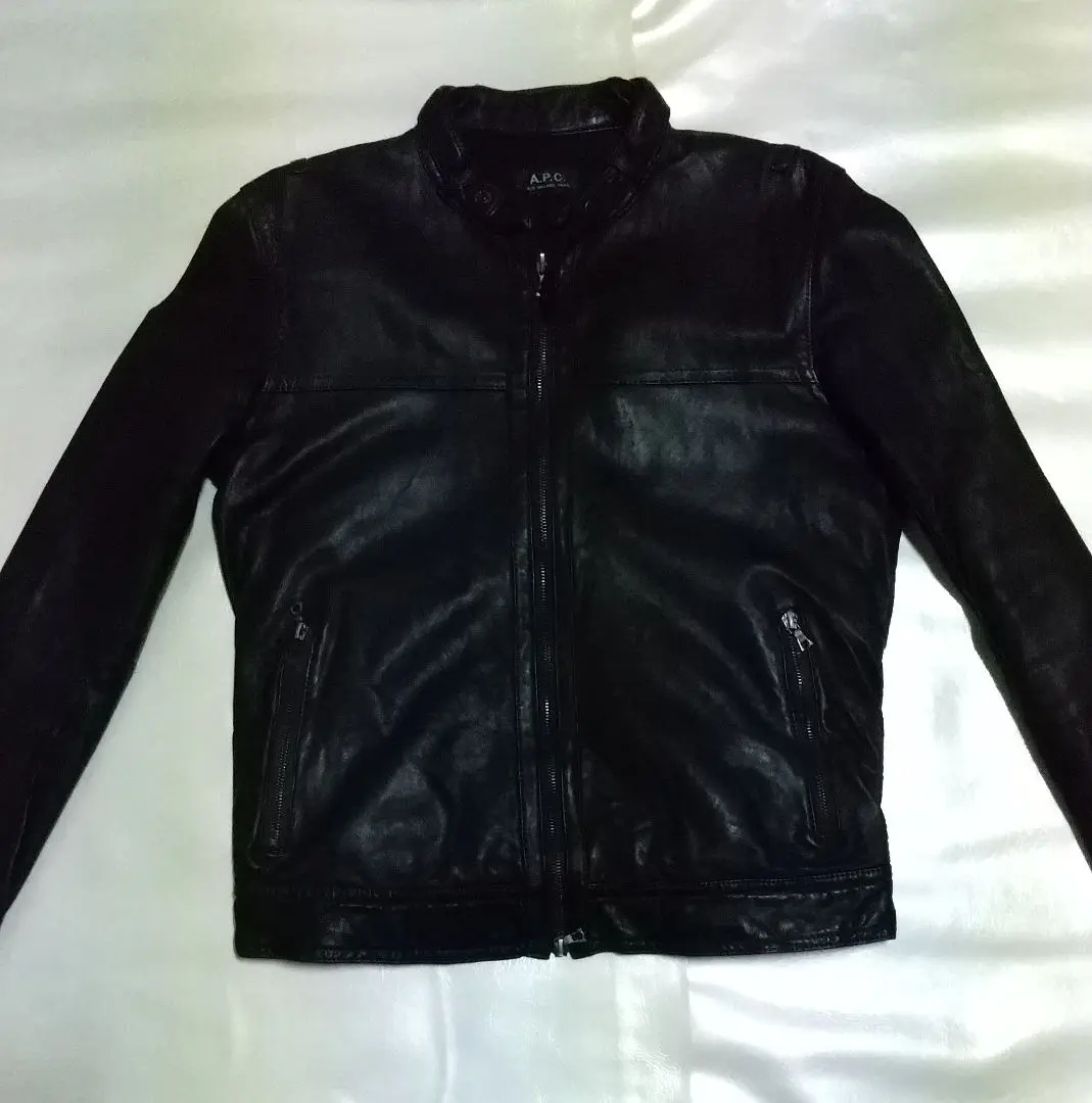美品　A.P.C. ブラックレザーシングルライダースジャケット M m28627063722_1.jpg?1730600706
