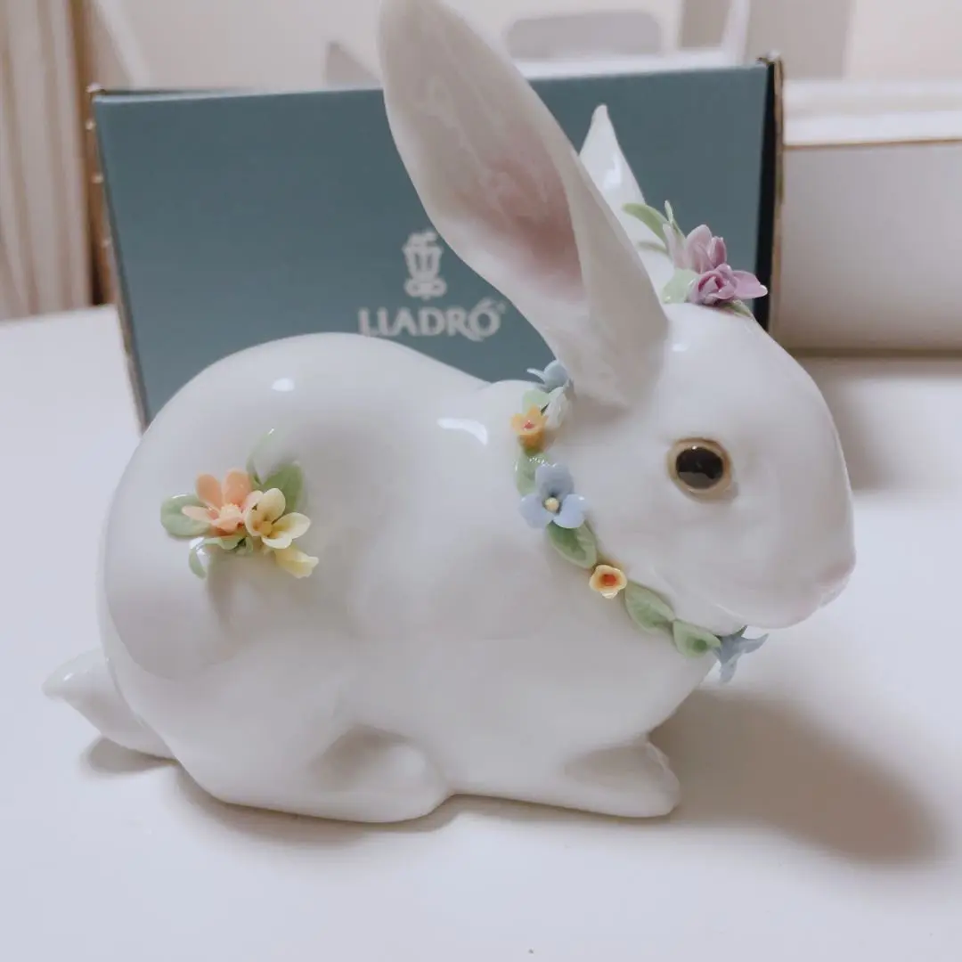 リヤドロ　花飾りの白うさぎ　綺麗なうさぎと花 楽天市場】リヤドロ 花飾りの白うさぎ 4 01006100 LLADRO