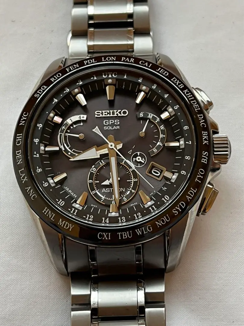 t*※様 SEIKO GPS SOLARクロノグラフ 時計 8X53-0AB0- Seiko 8X53-0AB0-2 Day Date Titanium Ceramic GPS Solar Mens