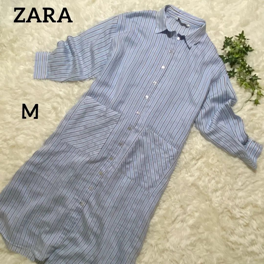 Thumbnail of ZARA Striped Shirt Dress, Relaxed Fit, Blue, Size M