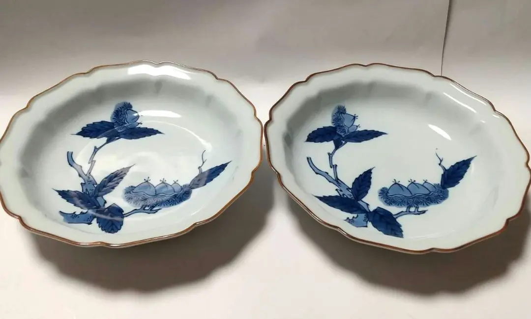 有田焼　源右衛門窯　染付　栗絵　輪花皿　25cm中皿　2枚セット　秋色 2025年最新】源右衛門 皿 栗の人気アイテム - メルカリ