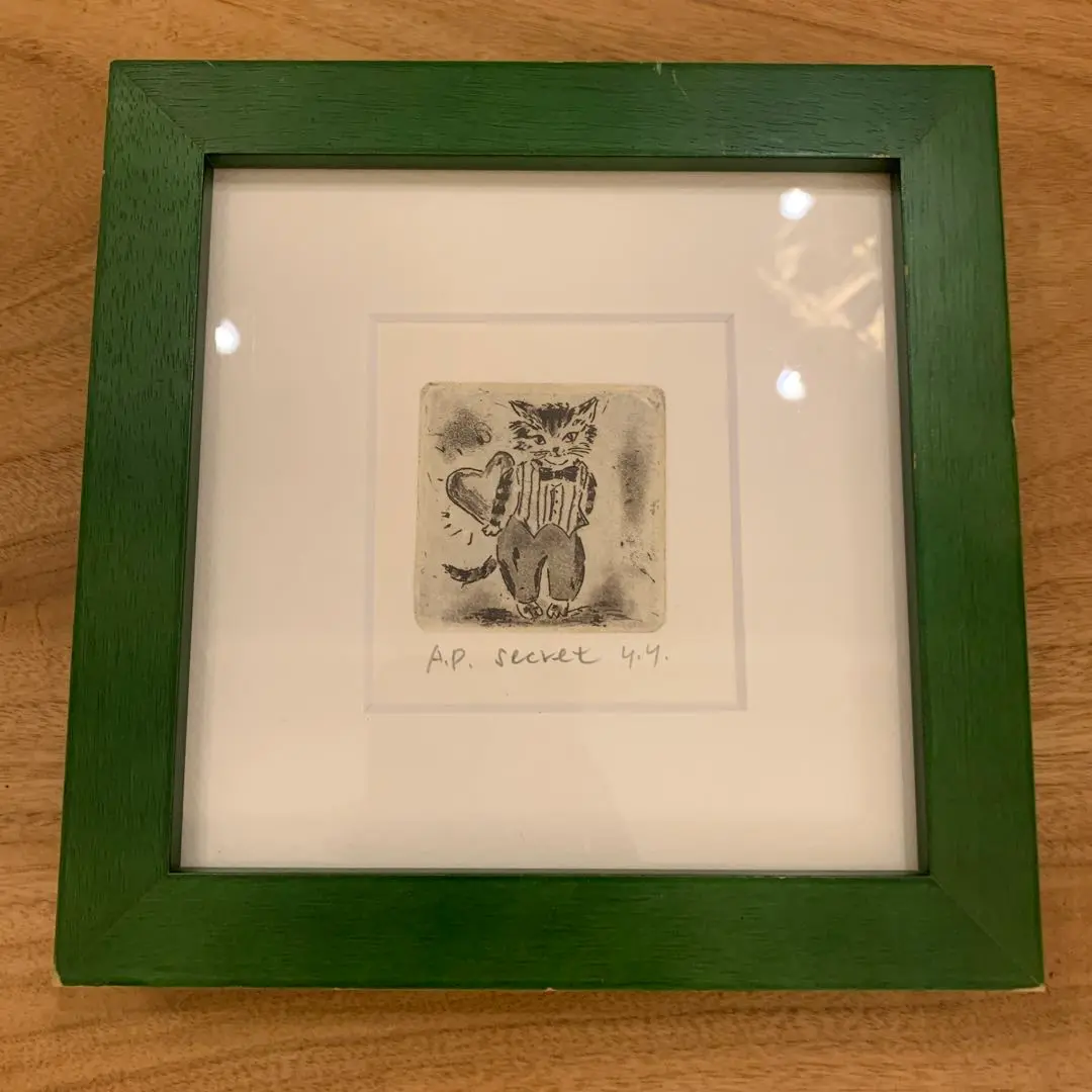 山岡康子 3 chats ３匹の猫　版画　限定21/100 猫の版画 山岡康子さん 三匹の猫