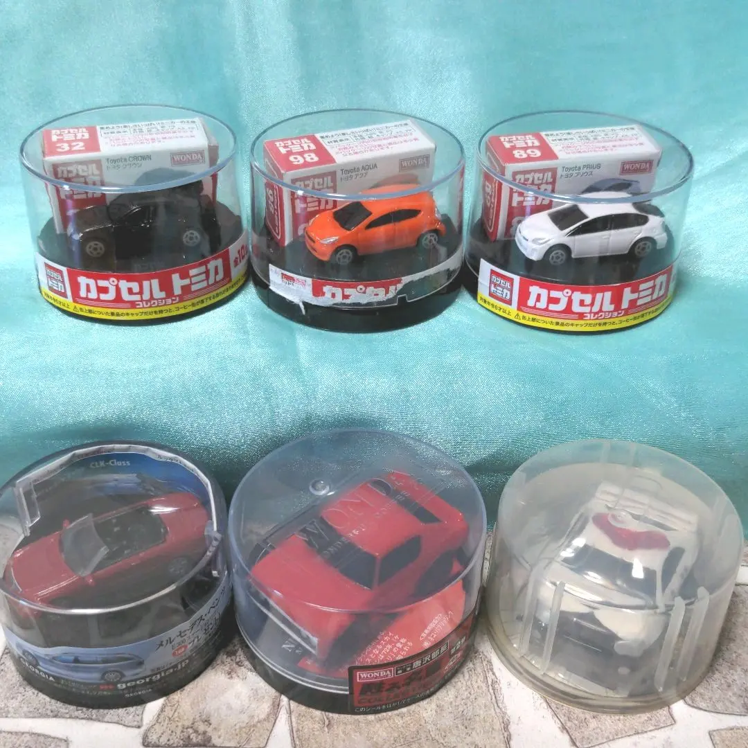 Thumbnail of Capsule Tomica - 3 cars, Georgia and Wonda mini cars, and 3 others - total of 6 cars