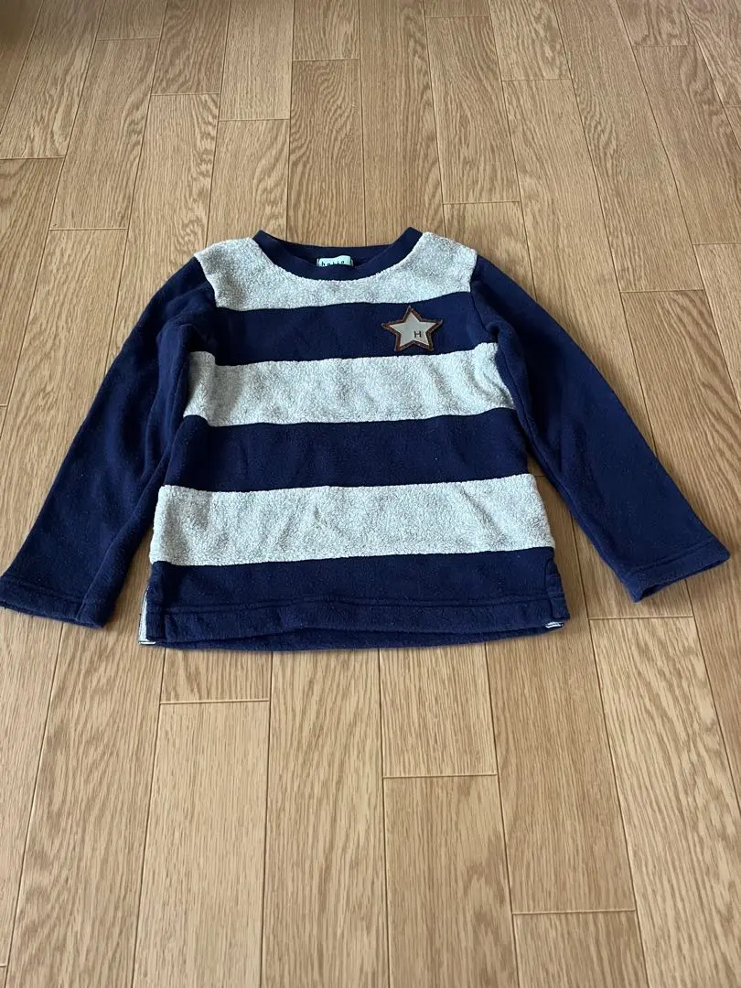 Thumbnail of Hakka Kids 100 Navy and Gray Striped Sweatshirt