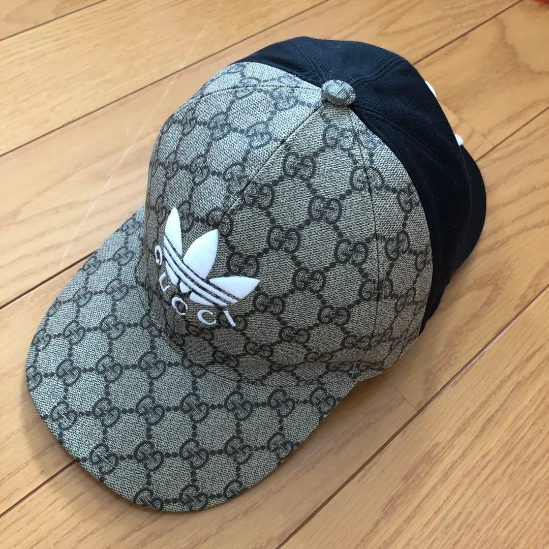 GUCCI adidas コラボ レザーキャップ ブルー サイズM グッチ アディダス コラボ 帽子 キャップ ベースボール
