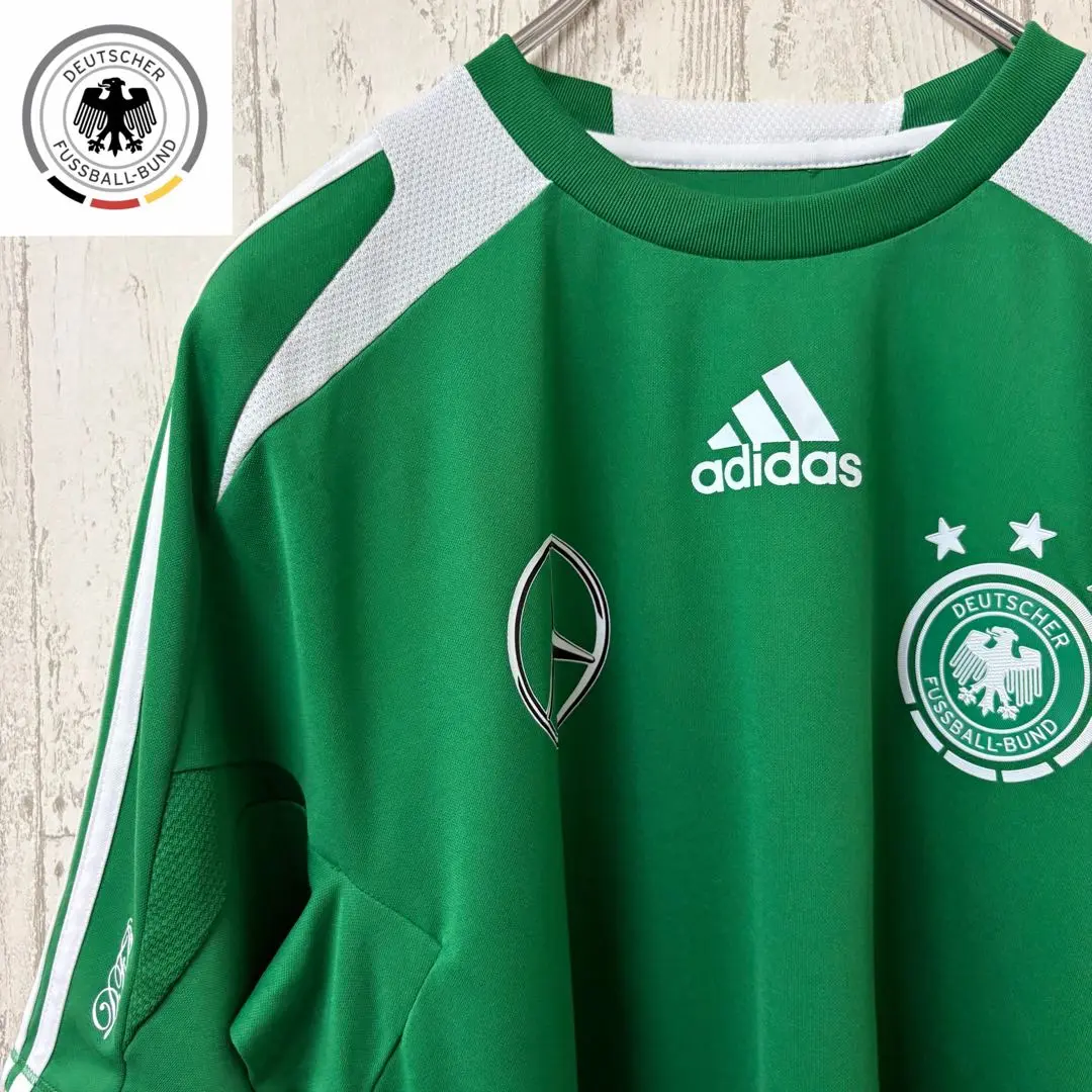 adidas サッカー　ドイツ代表 アウェイ　ユニフォーム　エンブレム　緑　Ｌ adidas サッカー ドイツ代表 アウェイ ユニフォーム エンブレム