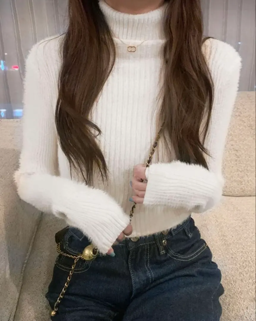 Thumbnail of White turtleneck sweater (ships today)