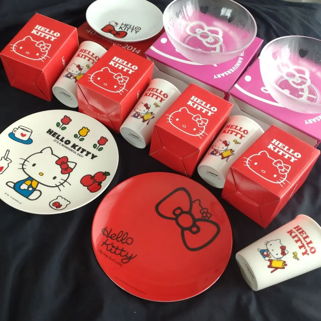 Thumbnail of Hello Kitty melamine plate, tumbler, glass bowl, 40th anniversary plate