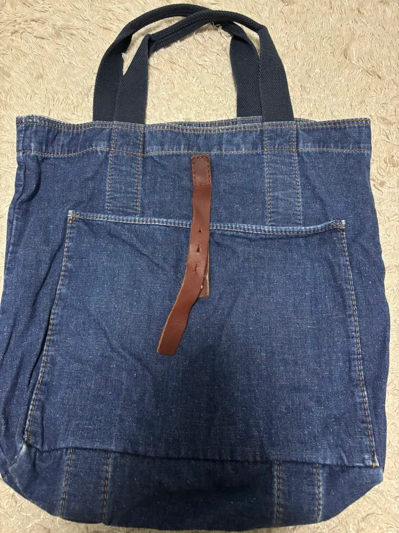 Thumbnail of Large denim tote bag with front pocket
