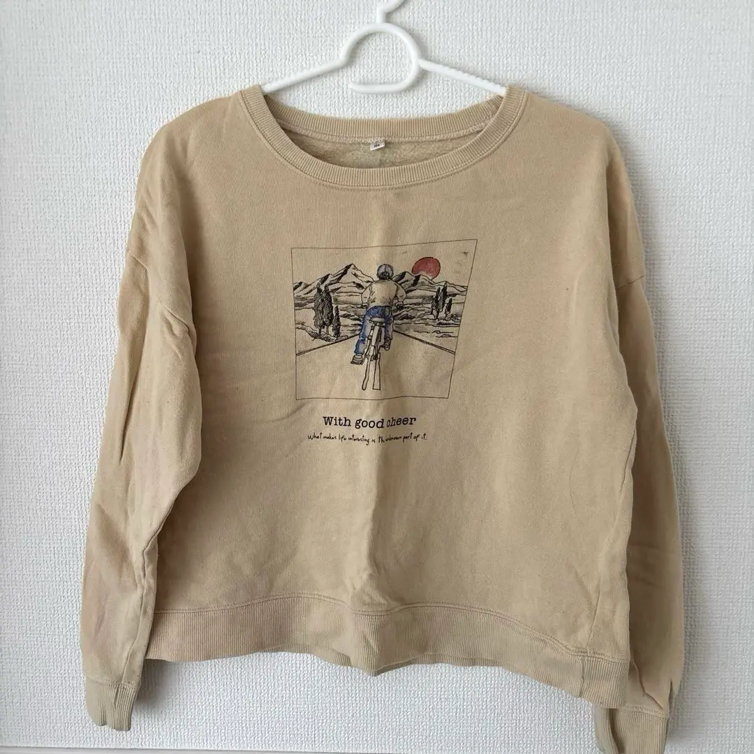 生日 裏起毛 運動衫 米色 的縮圖