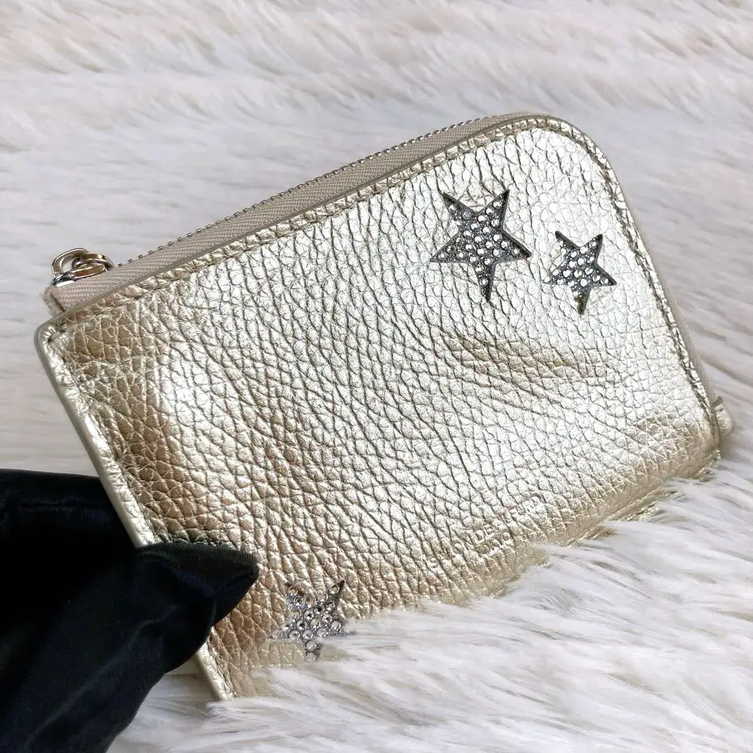 ✨極美品✨ サロンドアルファード スリースター マルチウォレット　ゴールド スリースター L字ミニ財布 1663