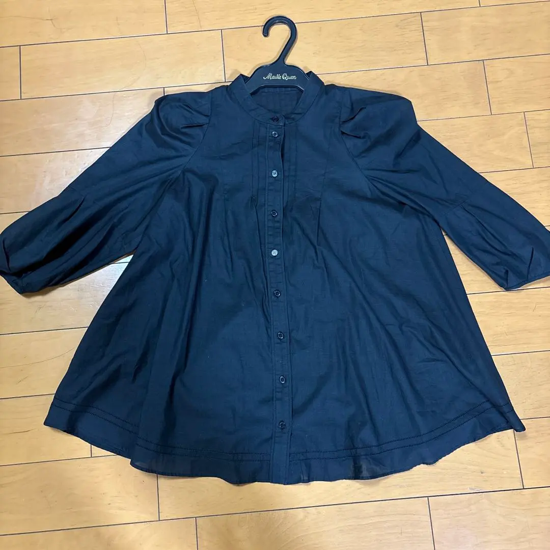 Thumbnail of Black puff sleeve button-up shirt