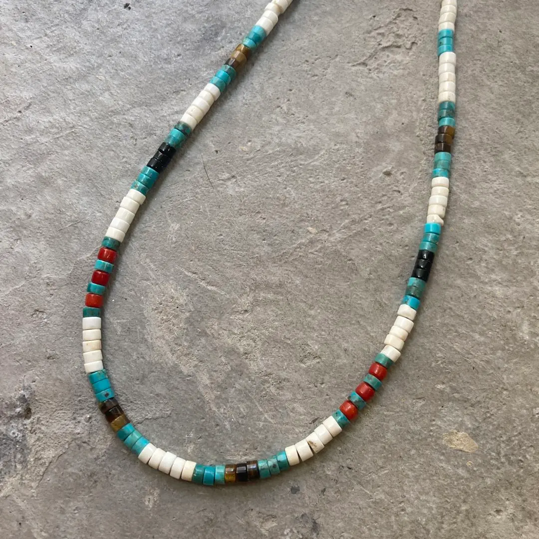 Thumbnail of Original Hishi Necklace with 170 Natural Turquoise and Tiger Eye Natural Stones