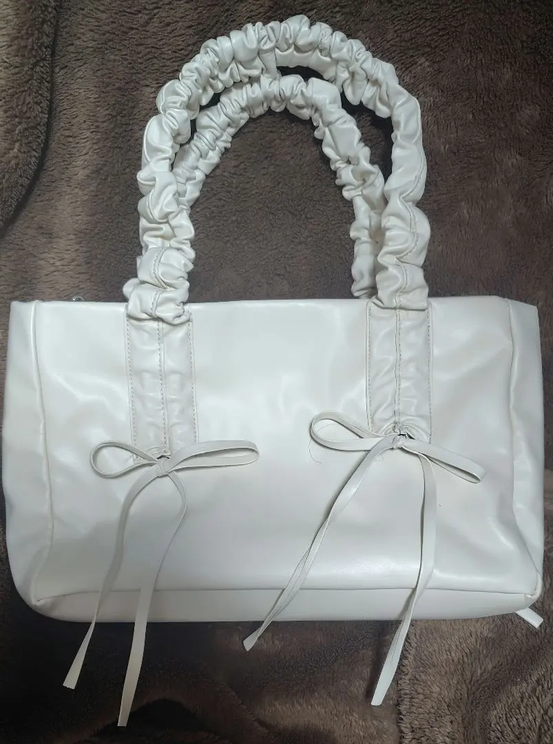 Thumbnail of Tote Bag, Ribbon Tote Bag, Ruched, White, Off-White