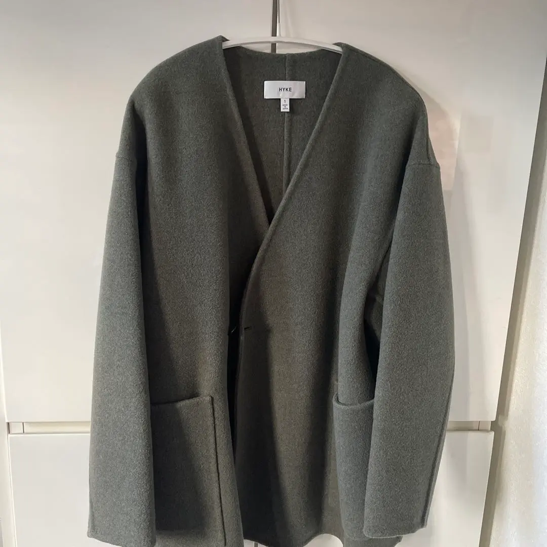 HYKE ノーカラーコート HYKE - HYKE ノーカラー ボア ロング コートの通販 by CYCLE