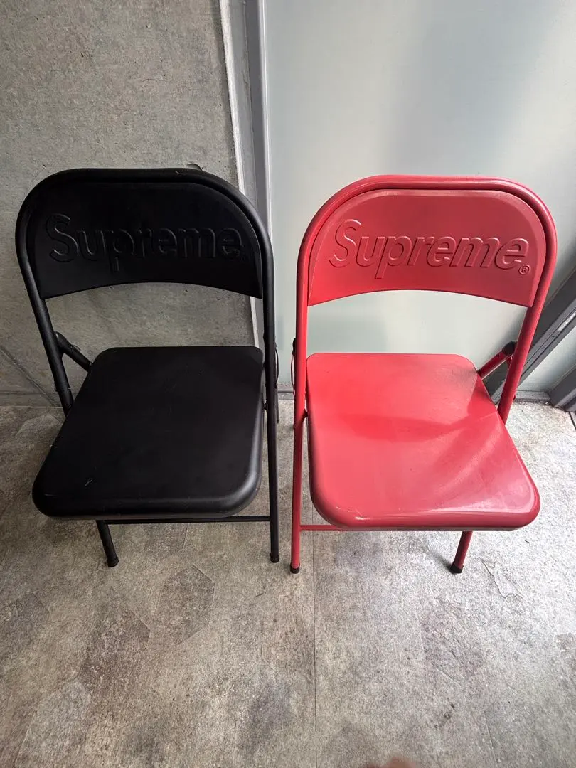 シュプリーム　メタルチェア 20AW】Supreme メタル 折り畳みイス ブラック レッド (Supreme