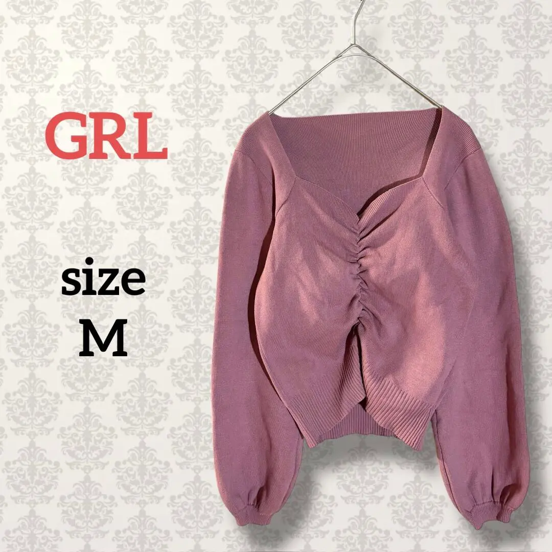 Thumbnail of GRL [M] Front Gather Short Knit Top, Rose Pink, Girly