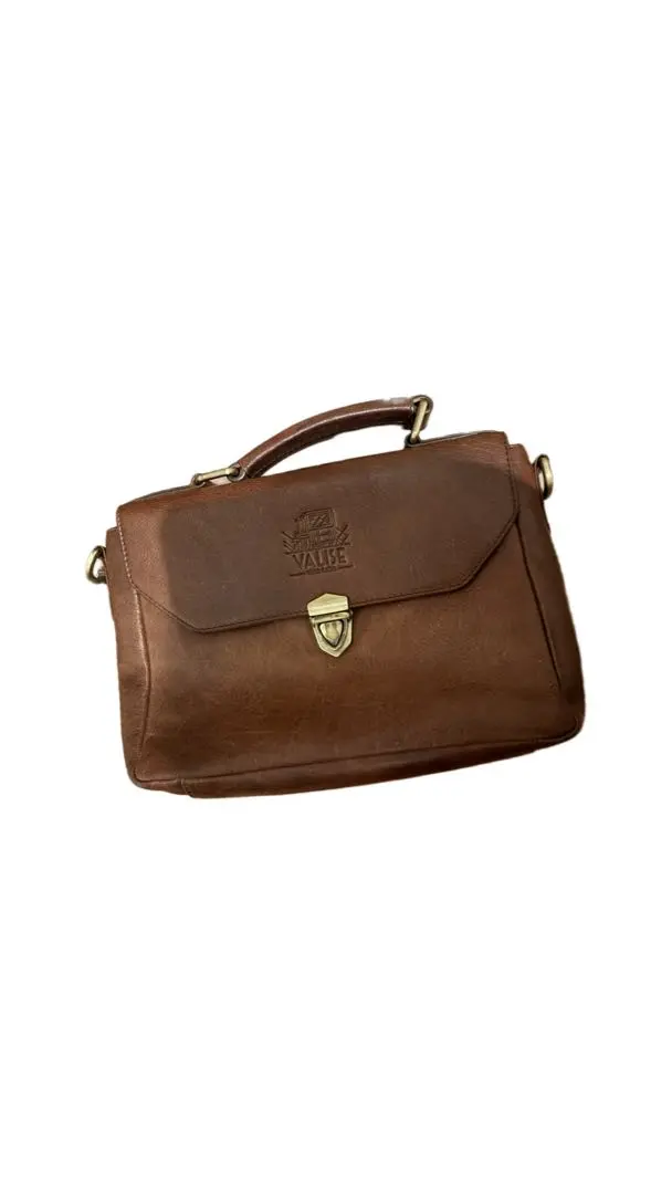 VALISE バリス　ショルダーバッグ　ブラウン　レザー　　ロゴ型押し　メンズ VALISE バリス ショルダーバッグ ブラウン レザー ロゴ型押し