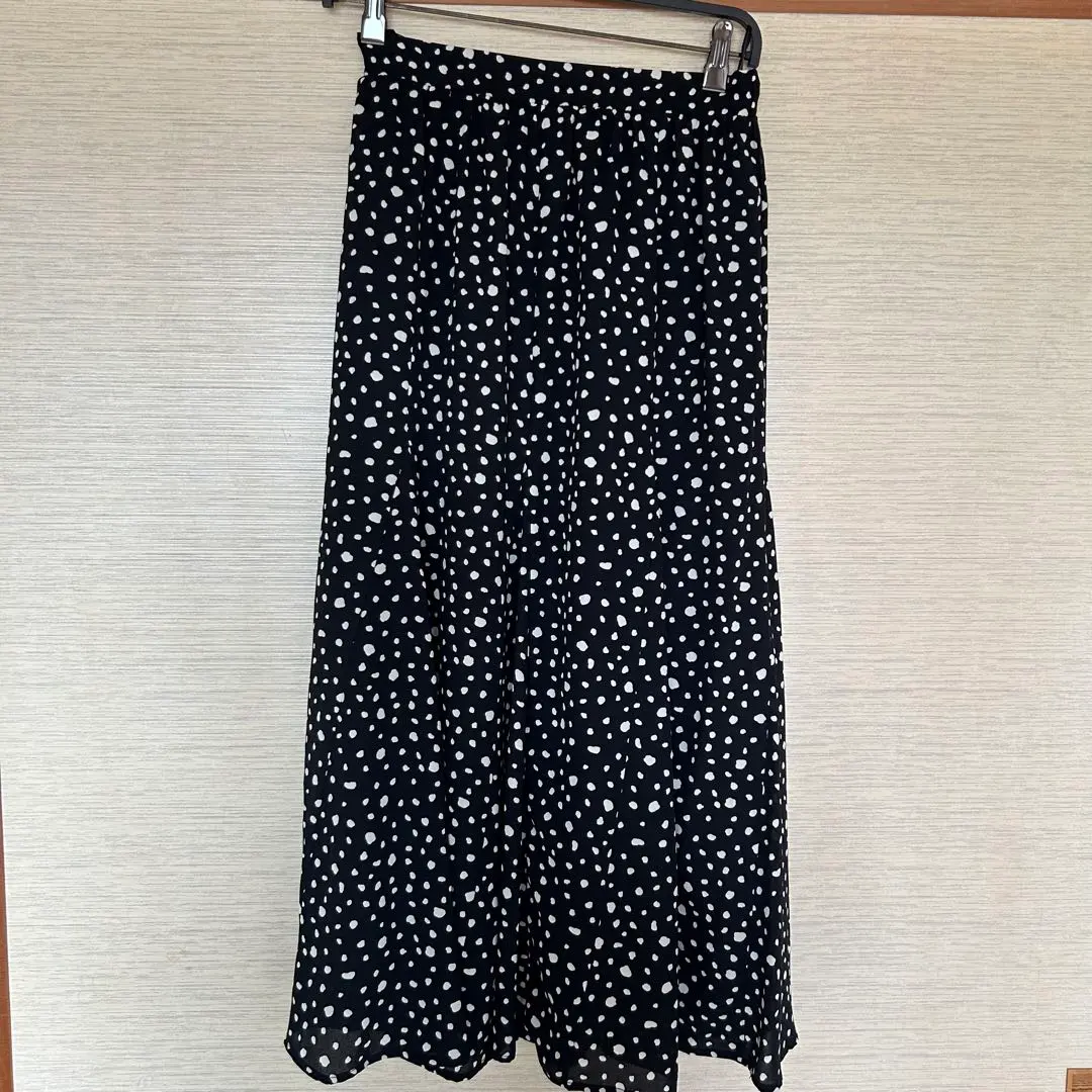 Thumbnail of earth music&ecology Polka Dot Long Skirt, Black and White