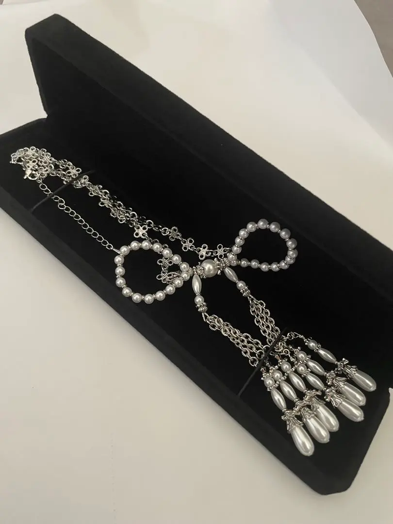 pearl ribbon chain necklace タナカダイスケ タナカダイスケ| pearl ribbon chain necklace – tanakadaisuke