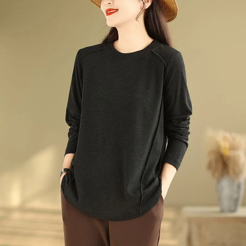 Thumbnail of Innerwear for women, new autumn/winter collection, round neck, figure-hugging T-shirt, simple