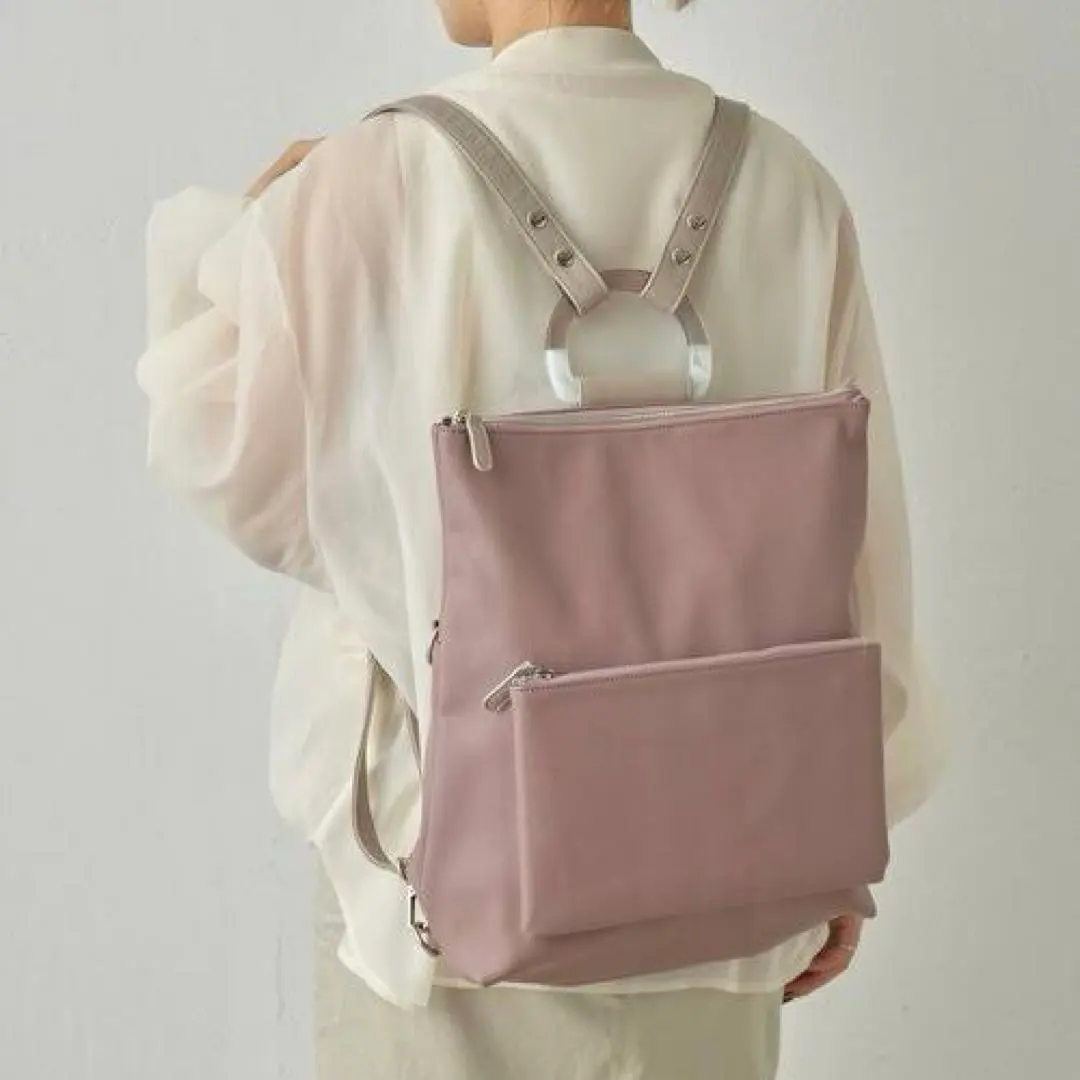 イアパピヨネ D後背包 多功能包 粉色 雙色拼接 的縮圖