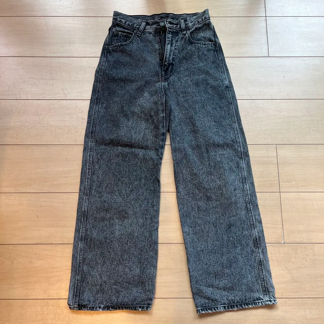 Thumbnail of WEGO Black Wide Leg Denim Pants