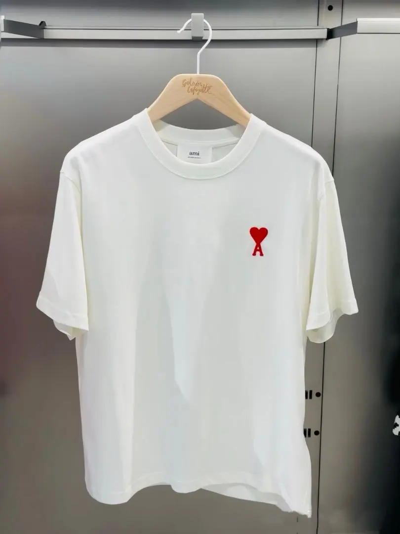 Thumbnail of ami Red Heart Embroidery T-shirt White