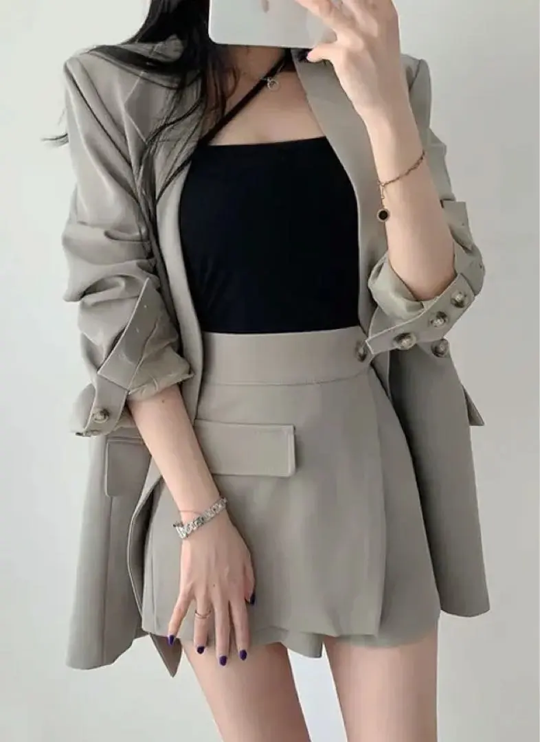 Thumbnail of Khaki jacket and skirt set