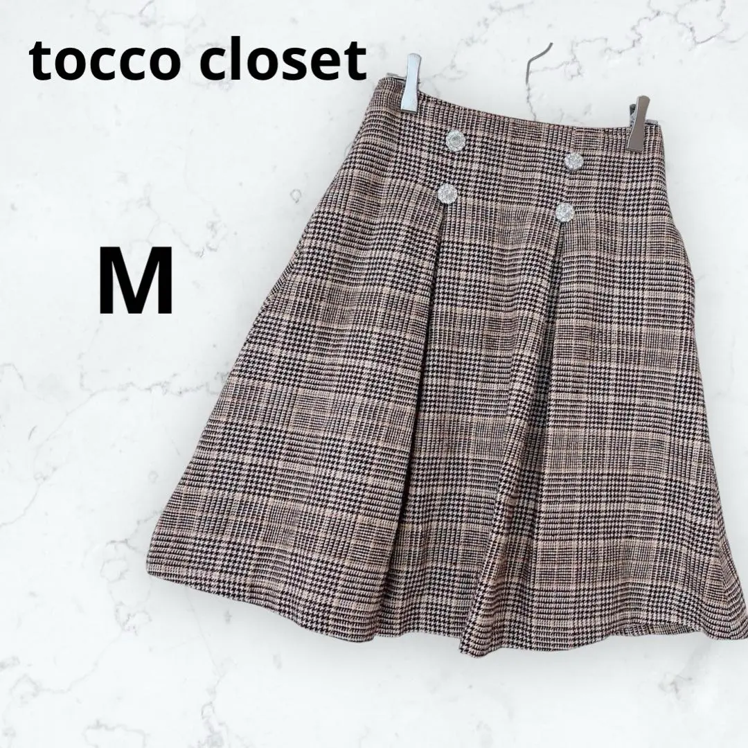 Thumbnail of *TOCCO Closet* Glen Check Houndstooth Skirt M Fake Buttons