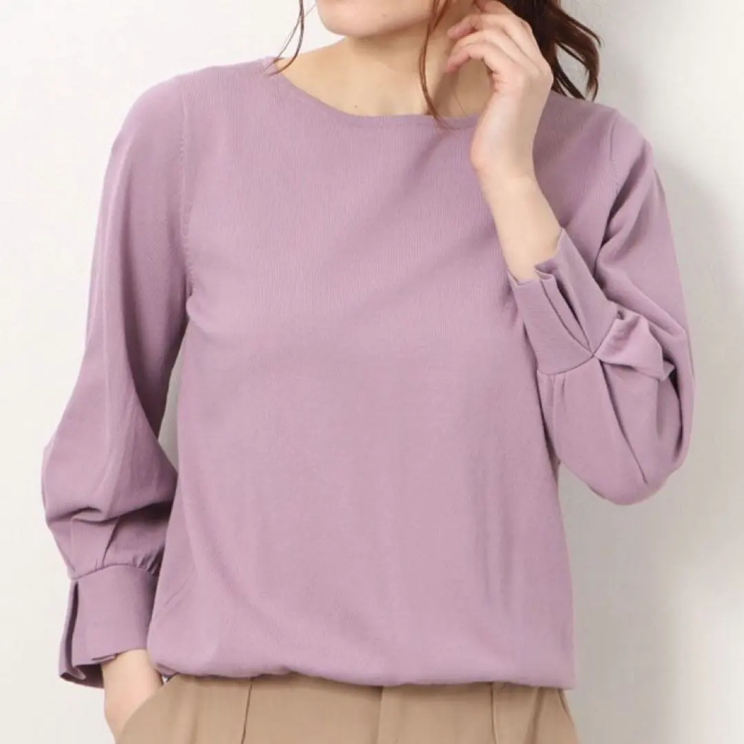 Thumbnail of grove knit sweater lavender pink three-quarter sleeves